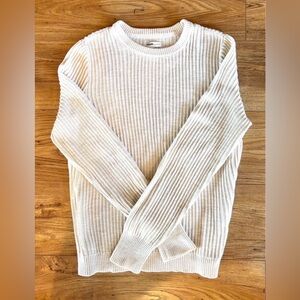 Frank & Oak Cream 100% Cotton Ribbed Knit Sweater, Size L